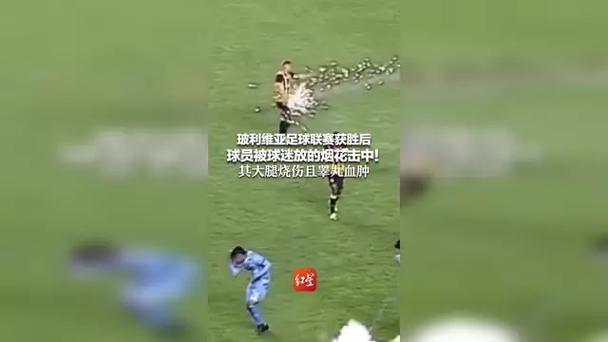玻利维亚足球联赛球员被烟花击中