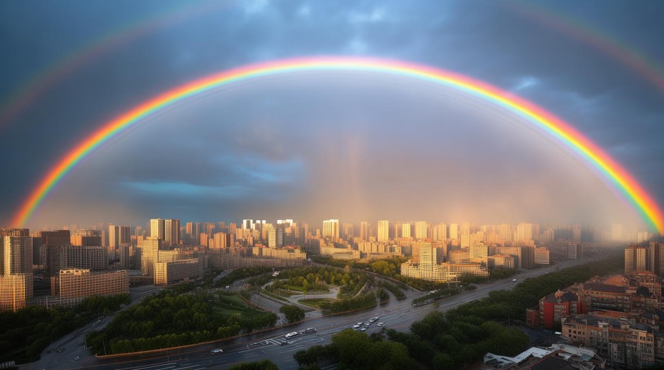 北京暴雨过后出现“双彩虹”