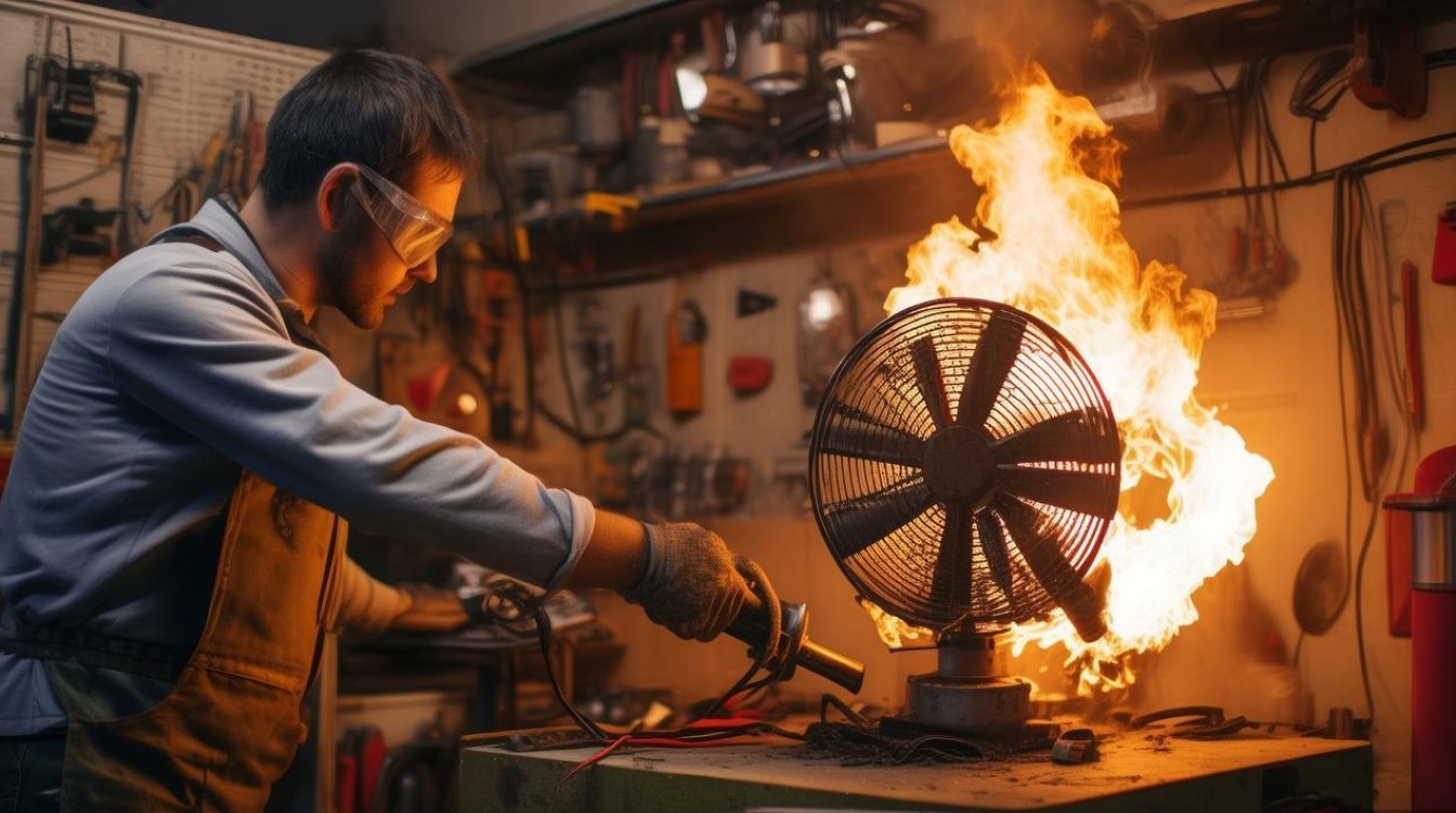 发电风扇坏了着火了怎么修