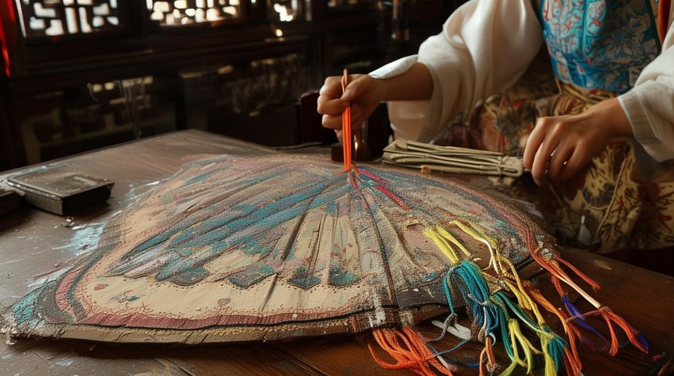 古风扇子上的丝绦掉了怎么修