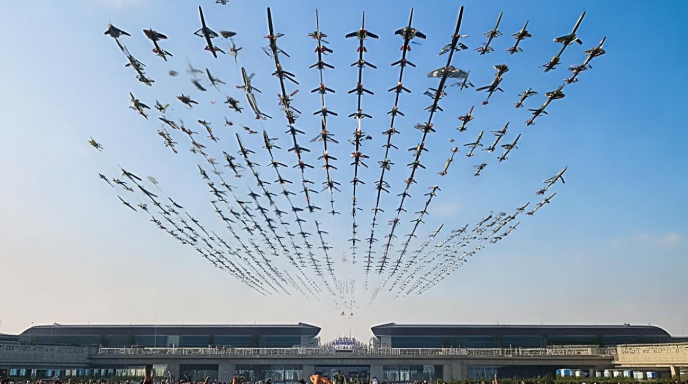 阅兵飞机飞过北京站 旅客纷纷掏手机